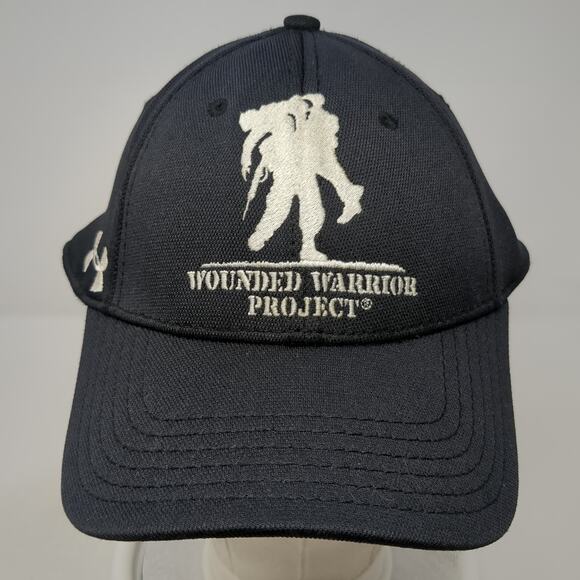 Wounded Warrior Project Fitted Baseball Cap Black One Size 6 Panel Under Armour - Picture 2 of 9